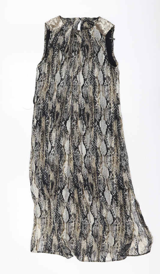 Dorothy Perkins Womens Beige Animal Print Polyester A-Line Size 10 Round Neck Pullover - Snake pattern