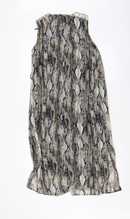 Dorothy Perkins Womens Beige Animal Print Polyester A-Line Size 10 Round Neck Pullover - Snake pattern