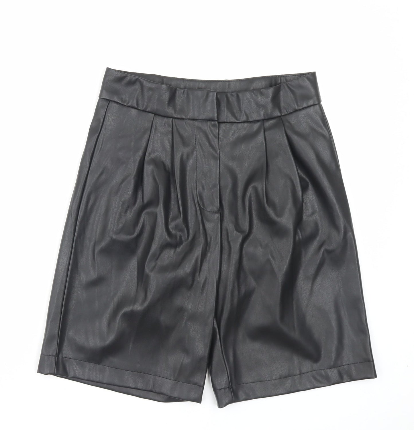 Primark Womens Black Polyester Culotte Shorts Size 10 L9 in Regular Hook & Eye