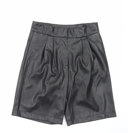 Primark Womens Black Polyester Culotte Shorts Size 10 L9 in Regular Hook & Eye