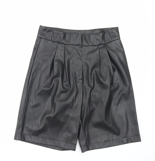 Primark Womens Black Polyester Culotte Shorts Size 10 L9 in Regular Hook & Eye