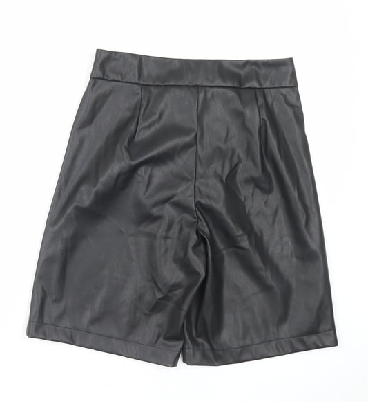 Primark Womens Black Polyester Culotte Shorts Size 10 L9 in Regular Hook & Eye