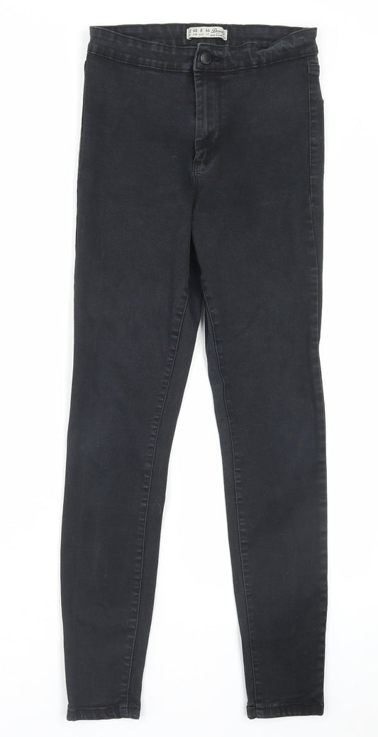 Denim & Co. Womens Black Cotton Skinny Jeans Size 12 L26 in Regular Button