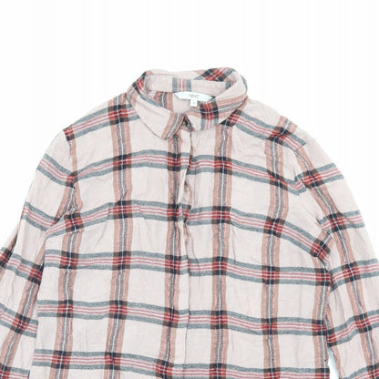 NEXT Womens Pink Plaid Viscose Shirt Dress Size 10 Collared Button
