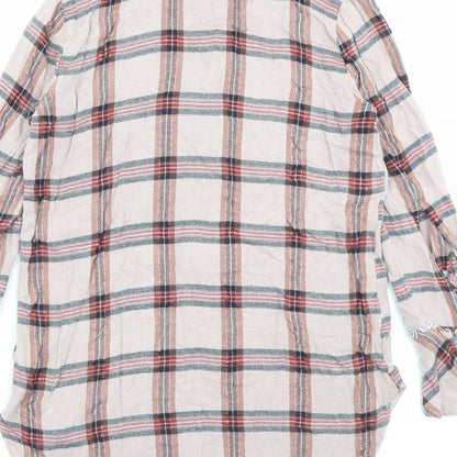 NEXT Womens Pink Plaid Viscose Shirt Dress Size 10 Collared Button