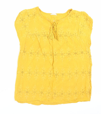 Matalan Womens Yellow Viscose Basic T-Shirt Size 10 Boat Neck