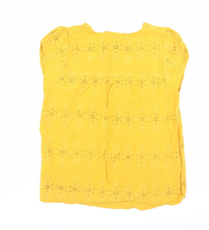 Matalan Womens Yellow Viscose Basic T-Shirt Size 10 Boat Neck