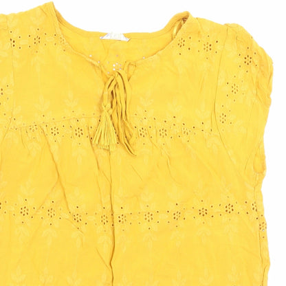 Matalan Womens Yellow Viscose Basic T-Shirt Size 10 Boat Neck