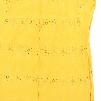 Matalan Womens Yellow Viscose Basic T-Shirt Size 10 Boat Neck