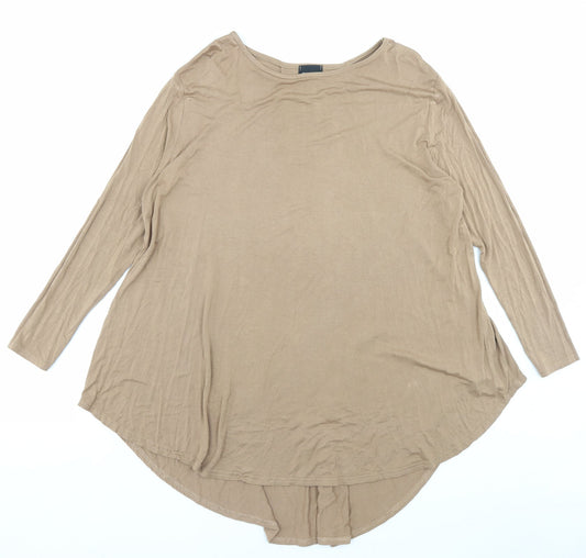 B.YOU Womens Brown Viscose A-Line Size 16 Boat Neck Pullover