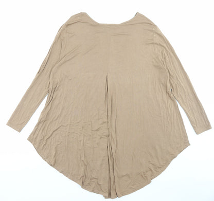 B.YOU Womens Brown Viscose A-Line Size 16 Boat Neck Pullover