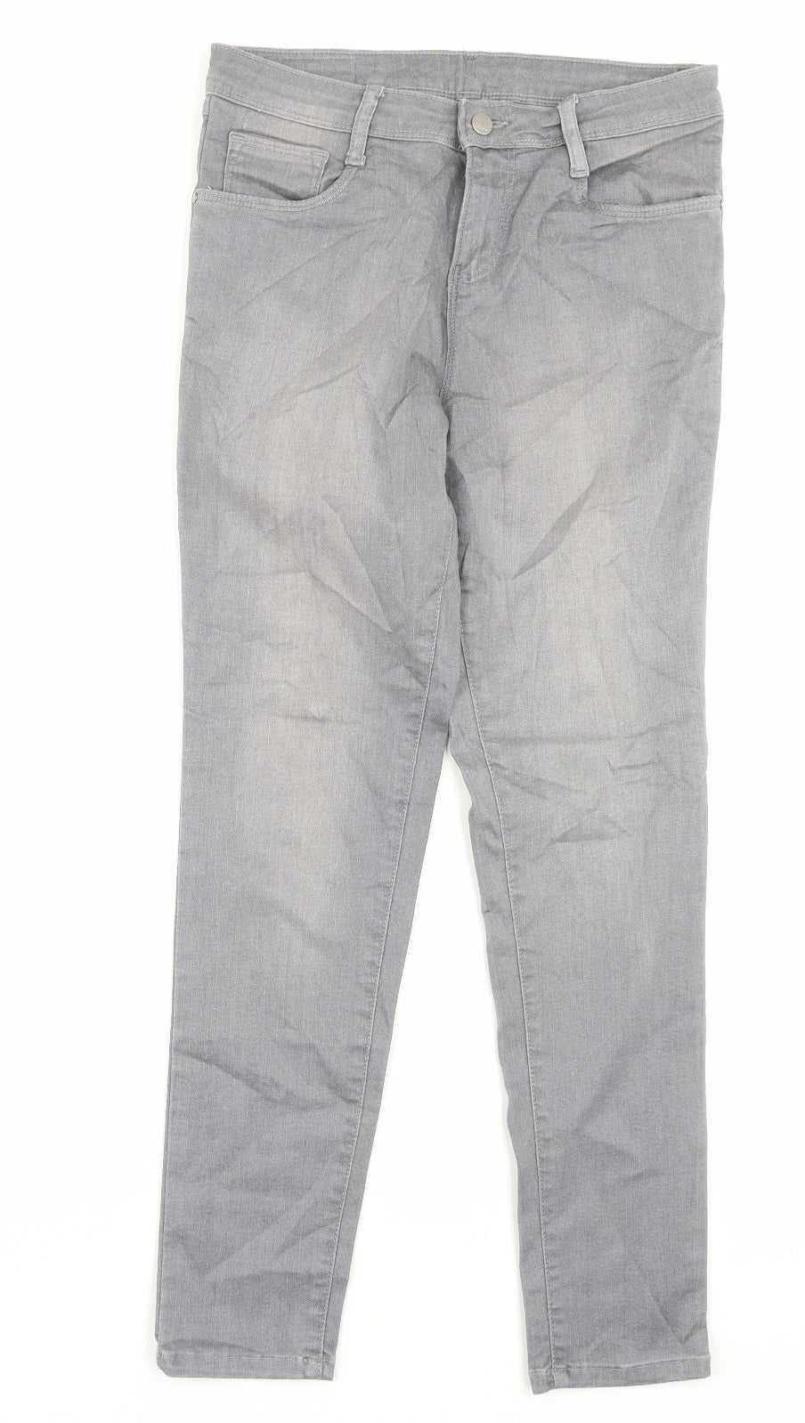 Kraus Womens Grey Cotton Skinny Jeans Size 10 L28 in Regular Button