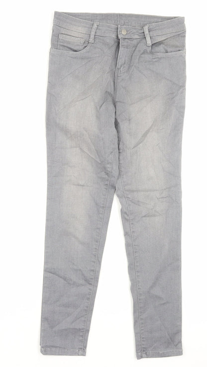 Kraus Womens Grey Cotton Skinny Jeans Size 10 L28 in Regular Button