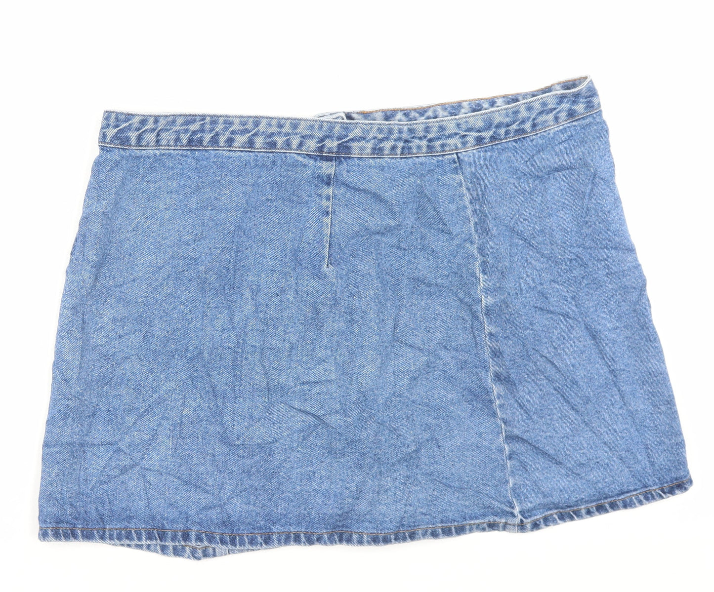 ASOS Womens Blue Cotton A-Line Skirt Size 20 Button