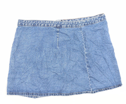 ASOS Womens Blue Cotton A-Line Skirt Size 20 Button