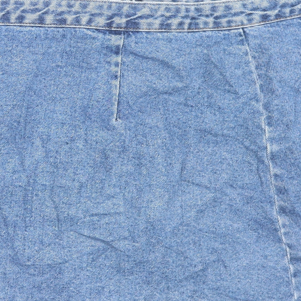 ASOS Womens Blue Cotton A-Line Skirt Size 20 Button