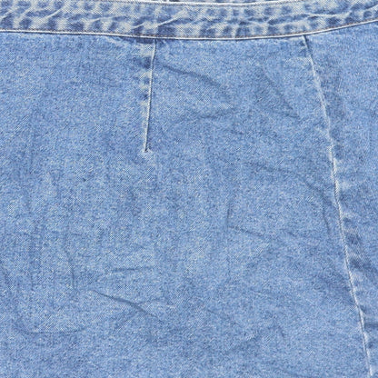 ASOS Womens Blue Cotton A-Line Skirt Size 20 Button