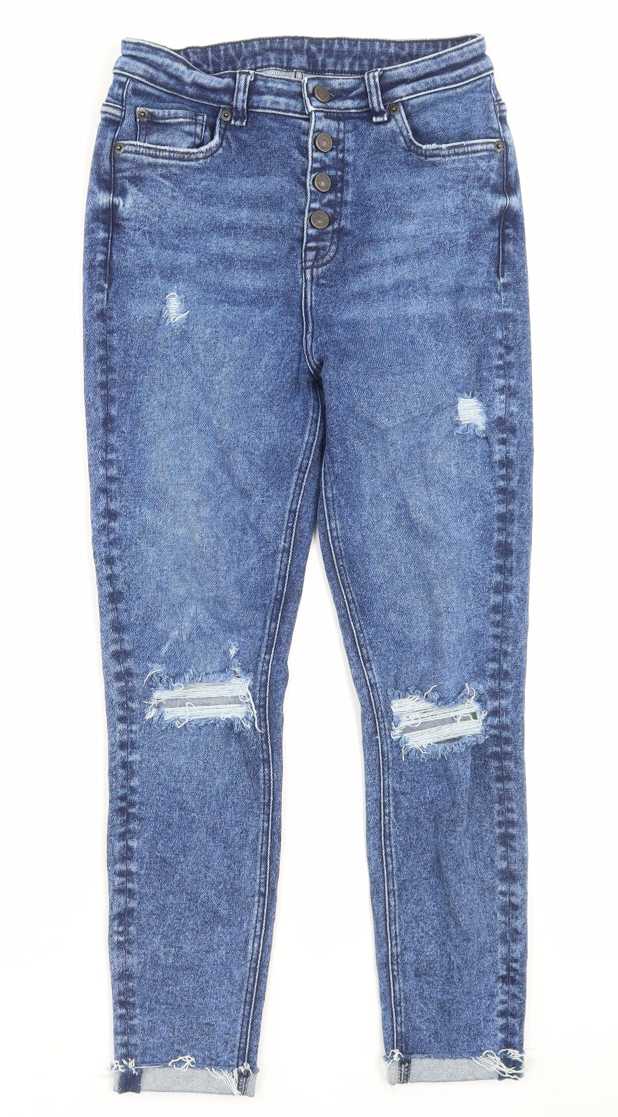 Authentic Denim Womens Blue Cotton Skinny Jeans Size 28 in L25 in Regular Button