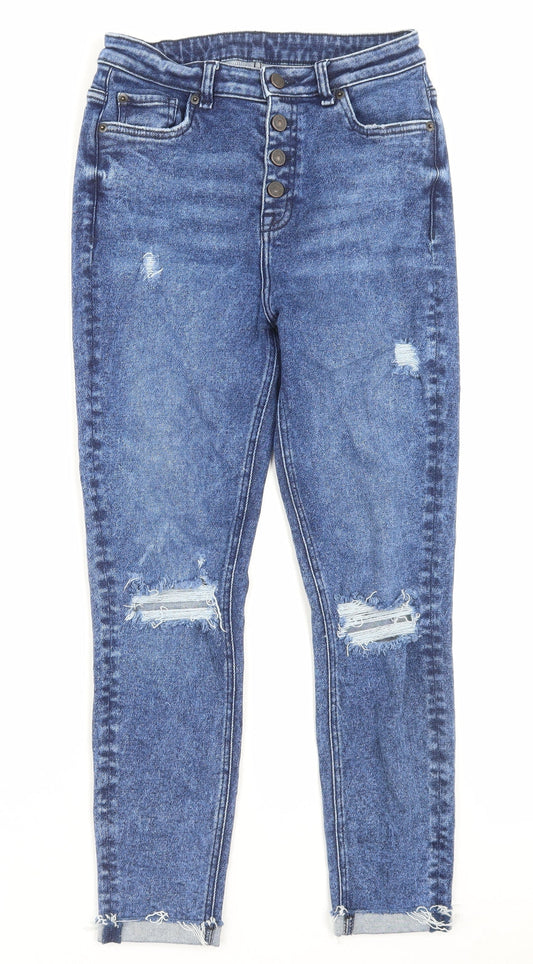 Authentic Denim Womens Blue Cotton Skinny Jeans Size 28 in L25 in Regular Button