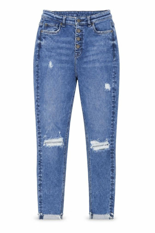 Authentic Womens Blue Cotton Skinny Jeans Size 28 in L25 in Regular Button