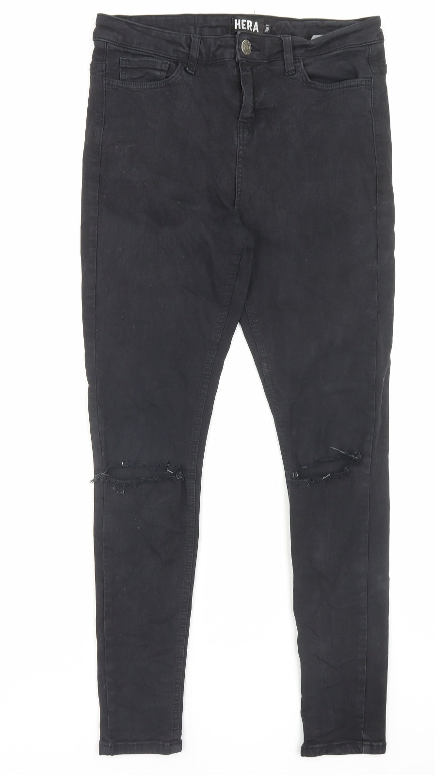 Hera Womens Black Cotton Skinny Jeans Size 30 in L29 in Regular Button