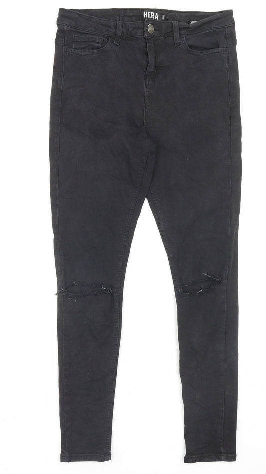 Hera Womens Black Cotton Skinny Jeans Size 30 in L29 in Regular Button