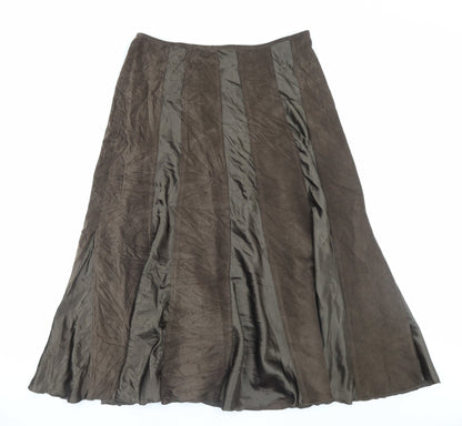 Tayberry Womens Brown Polyester A-Line Skirt Size M Zip