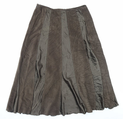 Tayberry Womens Brown Polyester A-Line Skirt Size M Zip