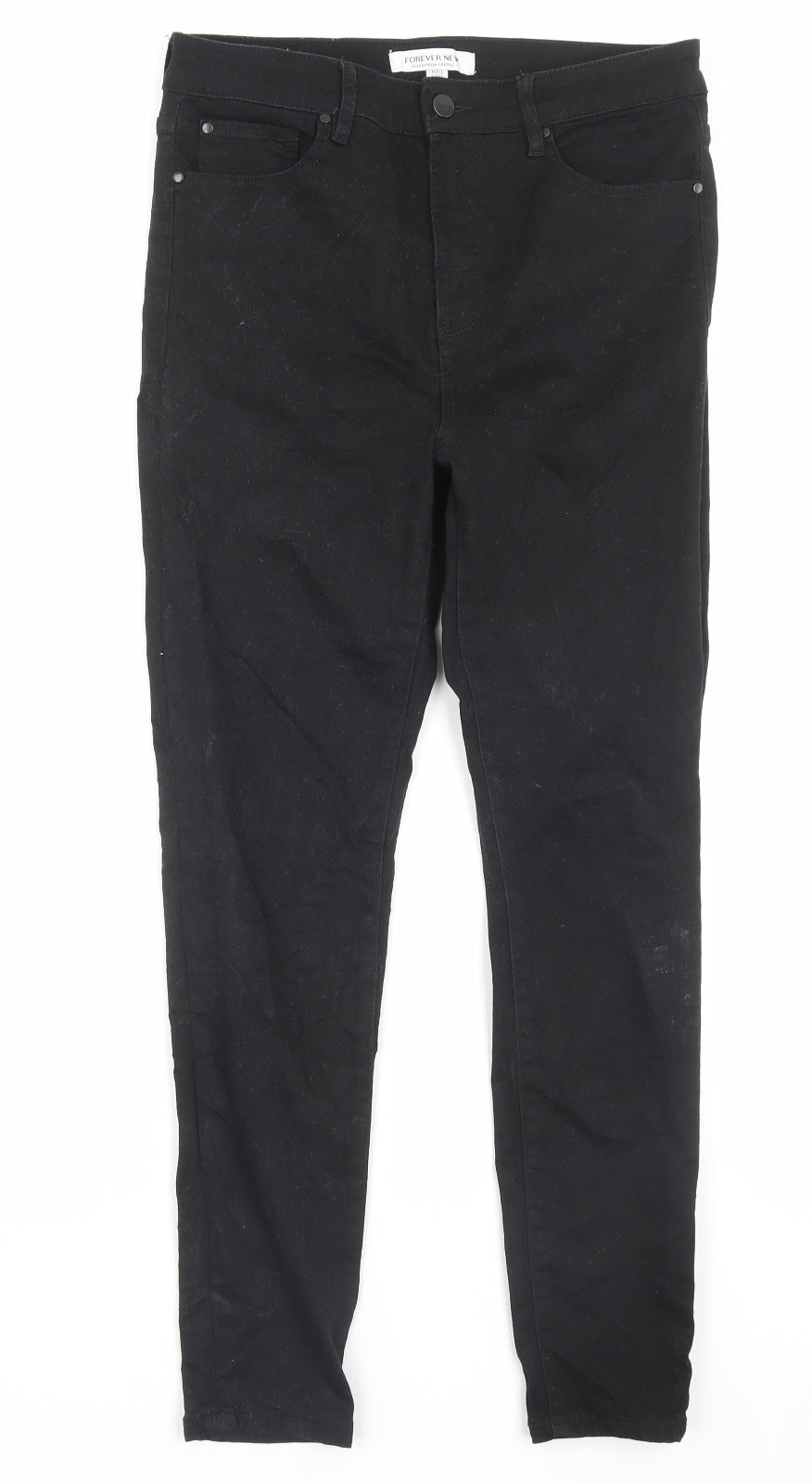 Forever New Womens Black Cotton Skinny Jeans Size 12 L28 in Regular Button