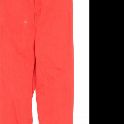 Zara Womens Red Cotton Skinny Jeans Size 12 L25 in Regular Button