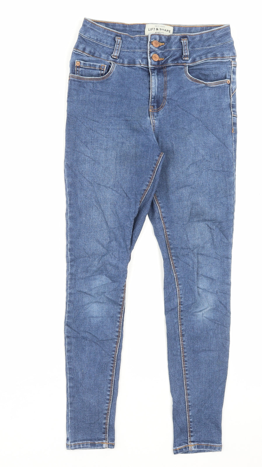 New Look Womens Blue Cotton Skinny Jeans Size 6 L27 in Regular Button