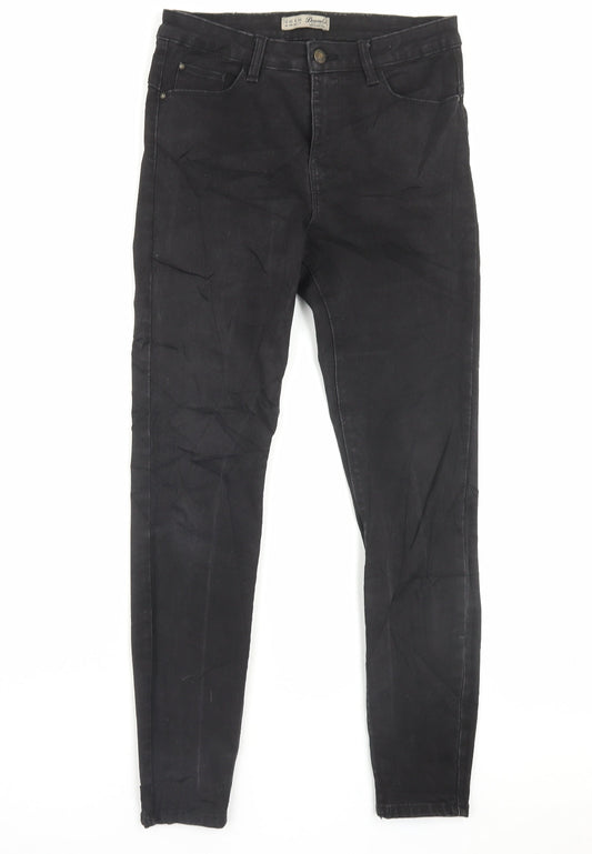 Denim & Co. Womens Black Cotton Skinny Jeans Size 12 L28 in Regular Button