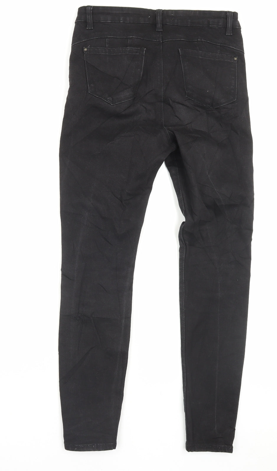 Denim & Co. Womens Black Cotton Skinny Jeans Size 12 L28 in Regular Button