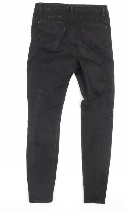 Denim & Co. Womens Black Cotton Skinny Jeans Size 12 L28 in Regular Button