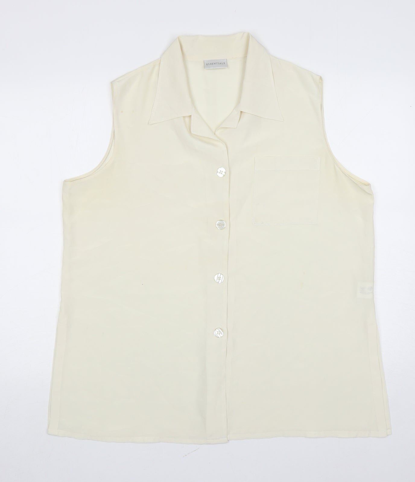 Womens UK Size 18 Essentials Ivory Basic Button-Up