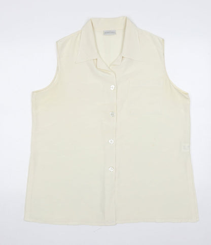 Womens UK Size 18 Essentials Ivory Basic Button-Up
