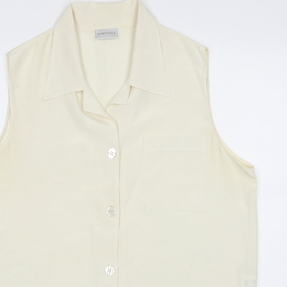 Womens UK Size 18 Essentials Ivory Basic Button-Up