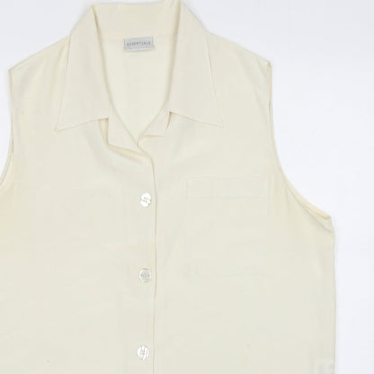 Womens UK Size 18 Essentials Ivory Basic Button-Up