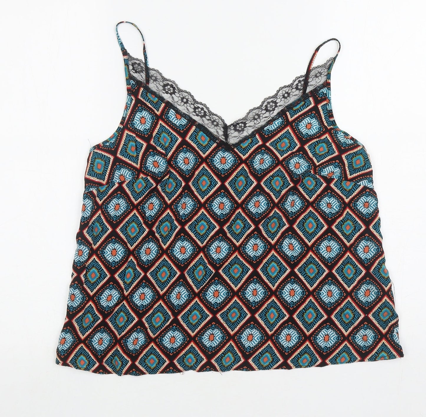 Papaya Womens Multicoloured Geometric Viscose Camisole Tank Size 12 V-Neck