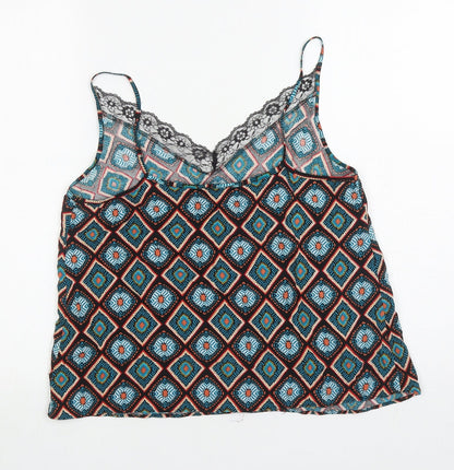 Papaya Womens Multicoloured Geometric Viscose Camisole Tank Size 12 V-Neck