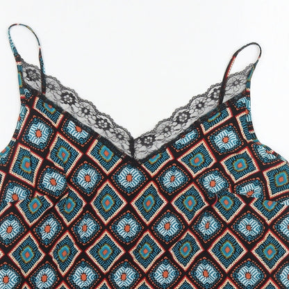 Papaya Womens Multicoloured Geometric Viscose Camisole Tank Size 12 V-Neck