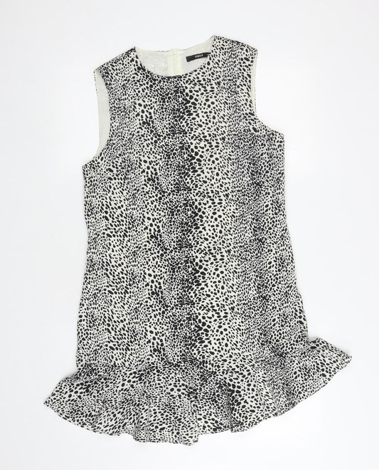 Oasis Womens White Animal Print Polyester Mermaid Size 12 Boat Neck Zip