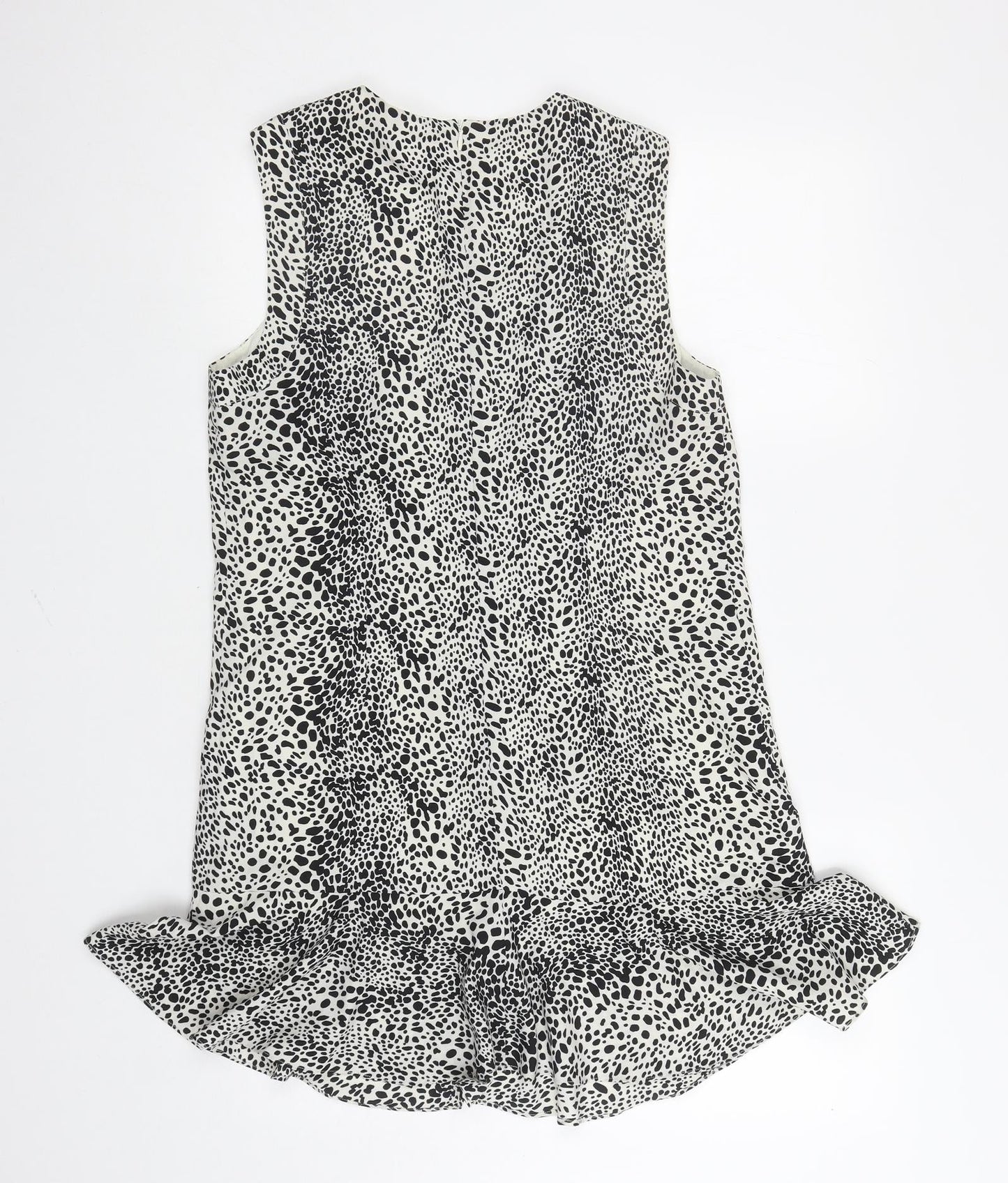 Oasis Womens White Animal Print Polyester Mermaid Size 12 Boat Neck Zip