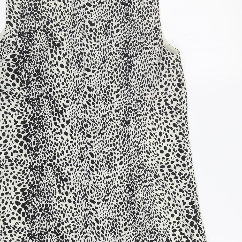 Oasis Womens White Animal Print Polyester Mermaid Size 12 Boat Neck Zip