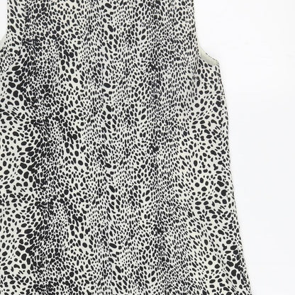 Oasis Womens White Animal Print Polyester Mermaid Size 12 Boat Neck Zip