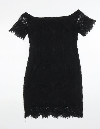 Vera & Lucy Womens Black Polyester Bodycon Size M Off the Shoulder Pullover