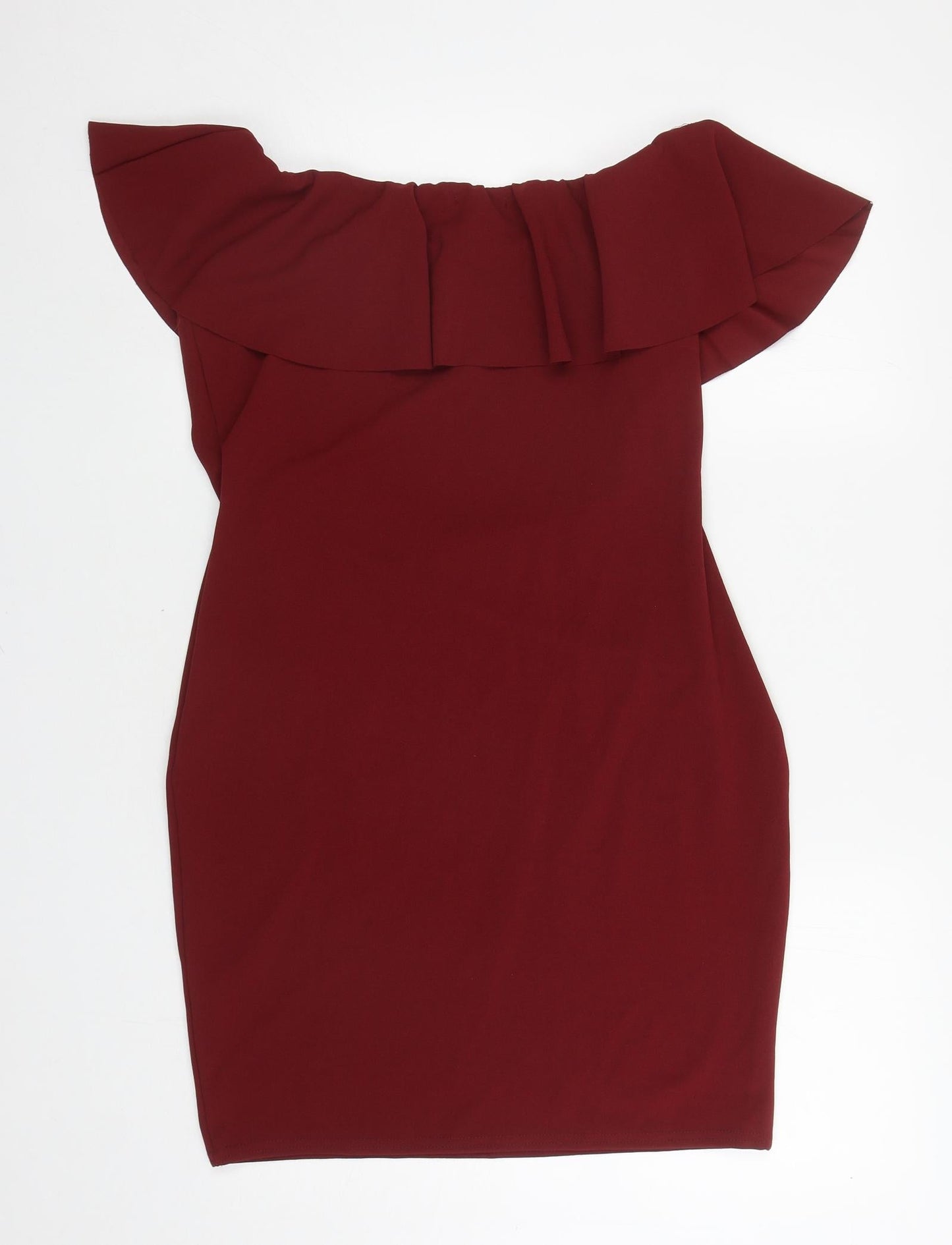 AYANAPA Womens Red Polyester Bodycon Size 16 Off the Shoulder Pullover