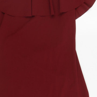 AYANAPA Womens Red Polyester Bodycon Size 16 Off the Shoulder Pullover