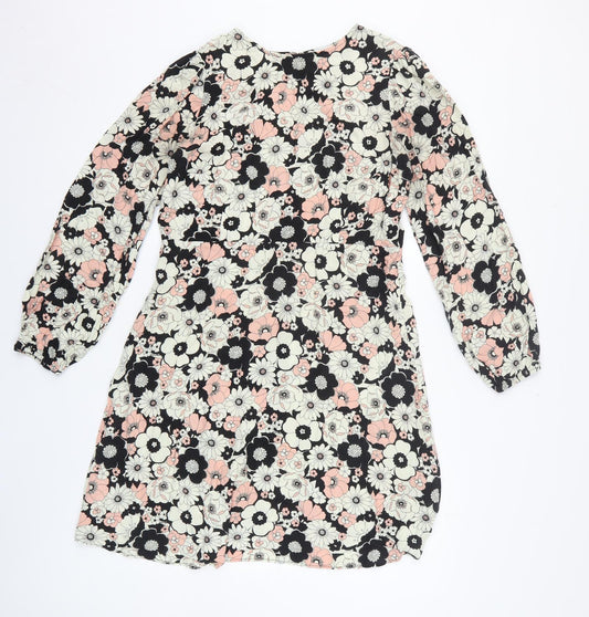 Papaya Womens Multicoloured Floral Polyester Fit & Flare Size 14 Round Neck Zip