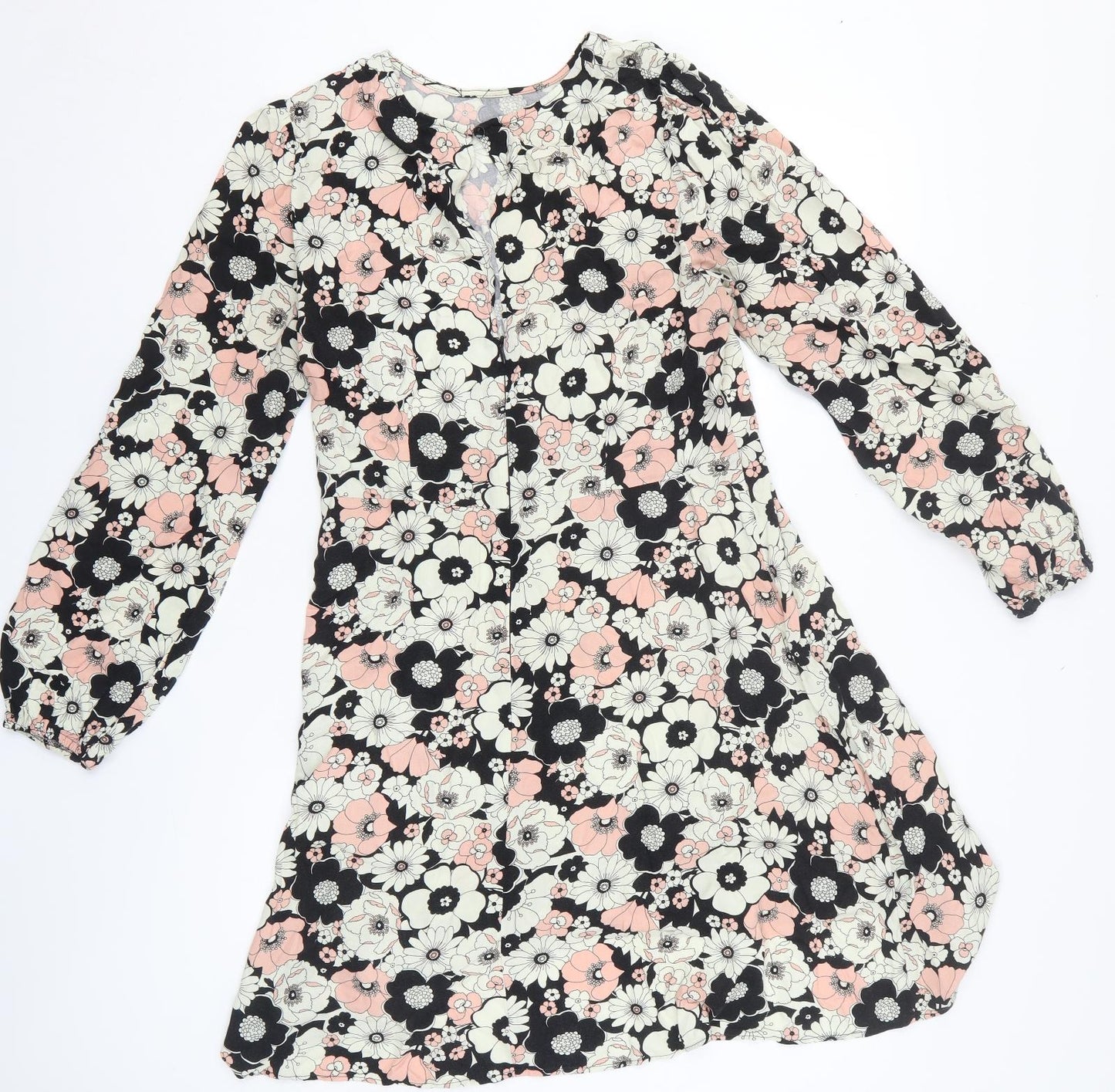 Papaya Womens Multicoloured Floral Polyester Fit & Flare Size 14 Round Neck Zip